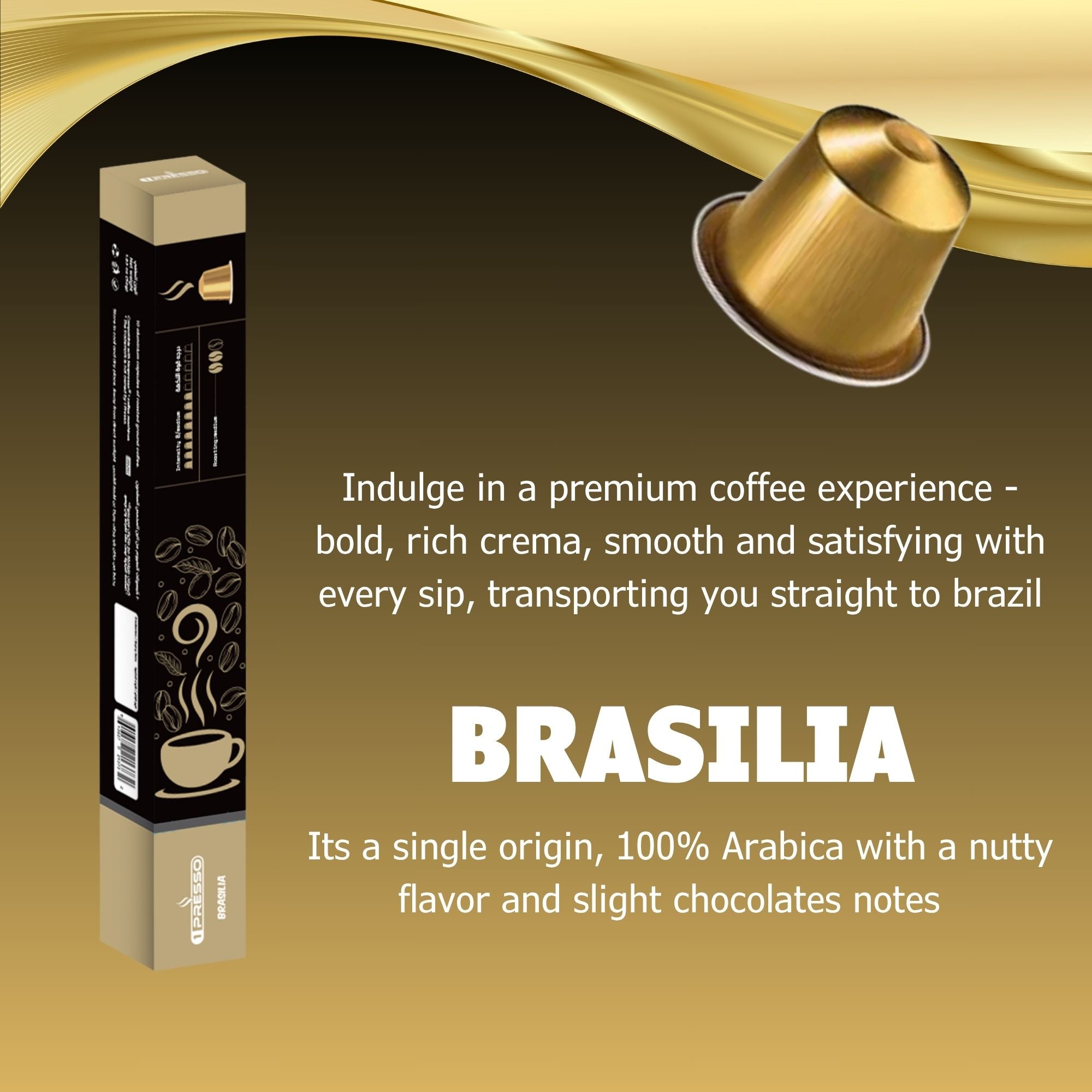 1Presso brasilia coffee capsules single origin brazil coffee 100% arabica