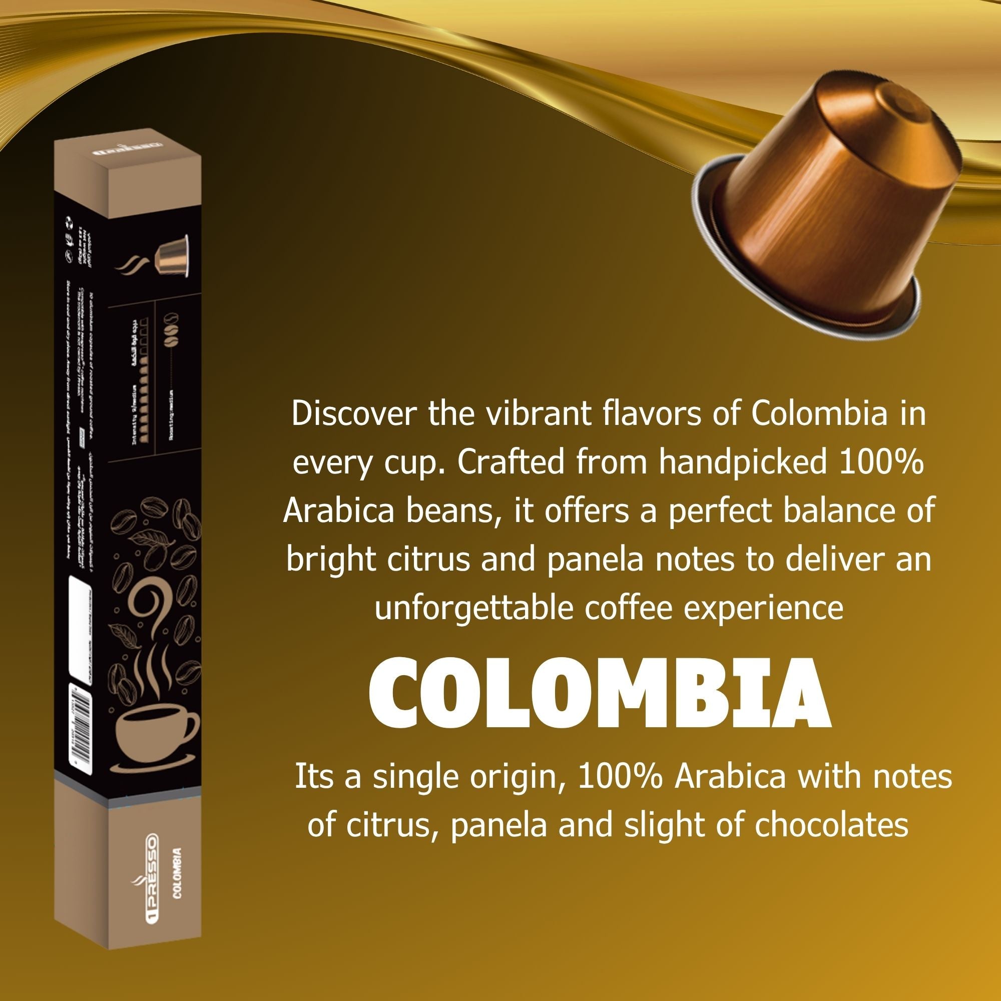single origin 1presso colombia coffee capsule medium roast nespresso