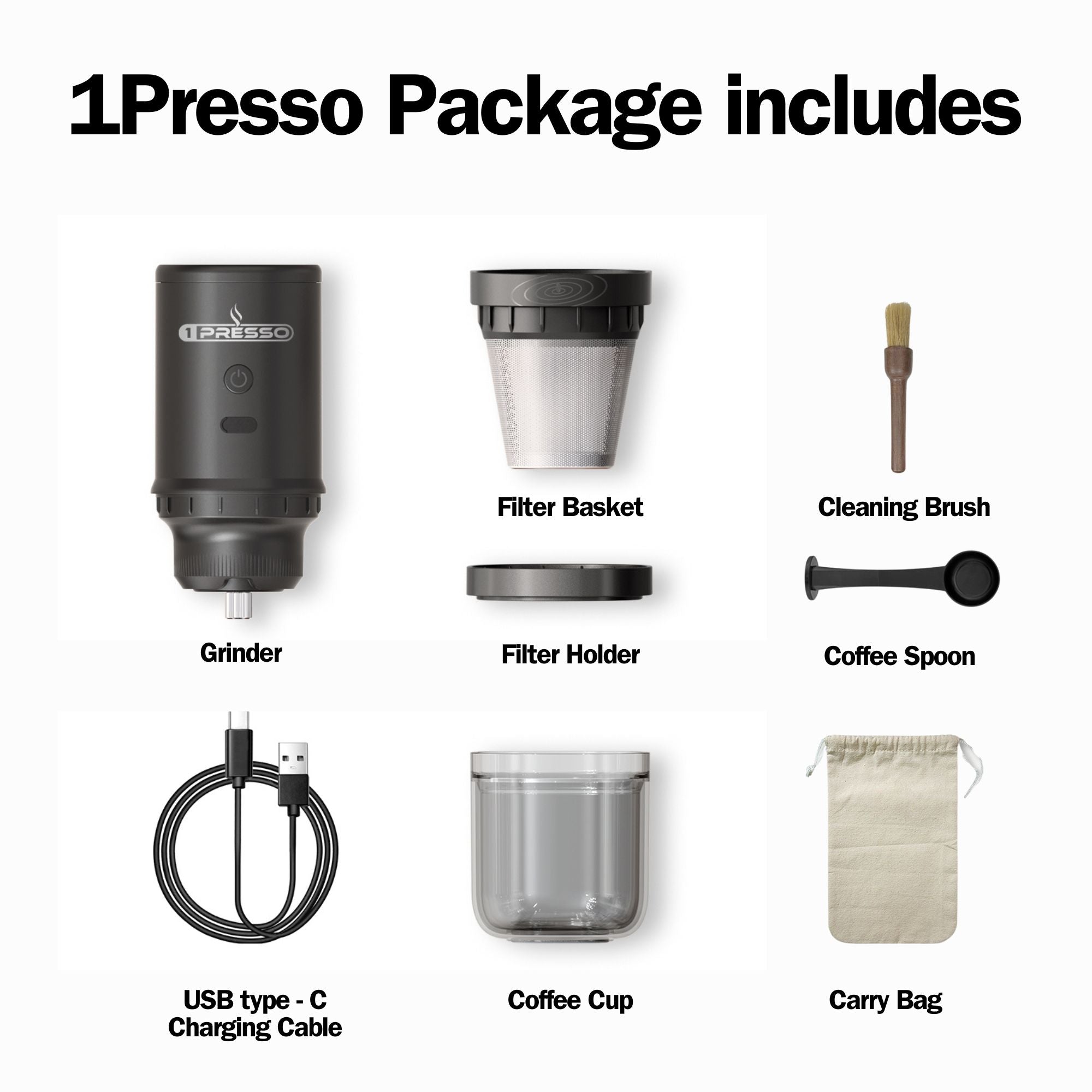 includes electric coffee grinder and V60 tool kit