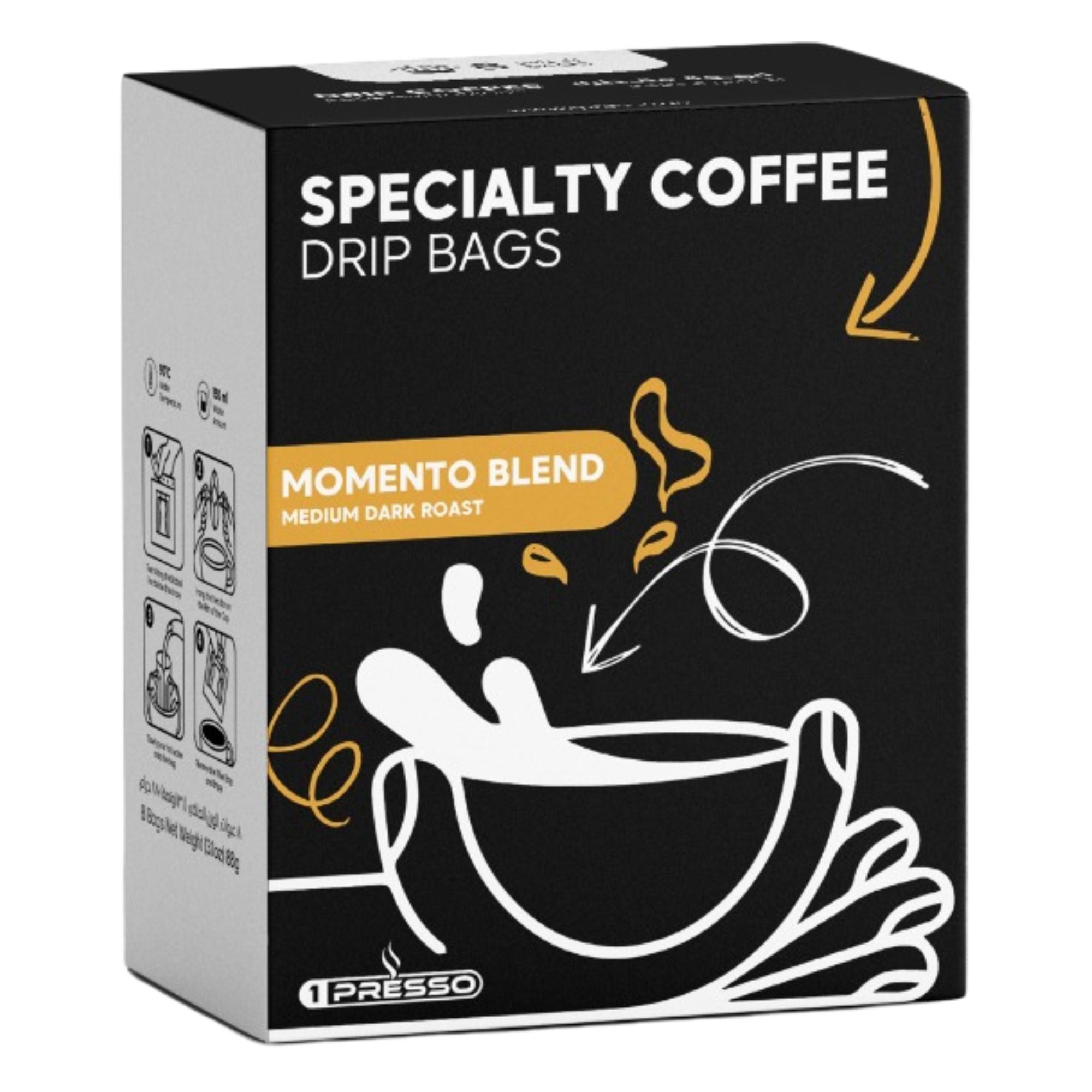 Momento blend by 1presso medium dark roast specialty drip coffee bags