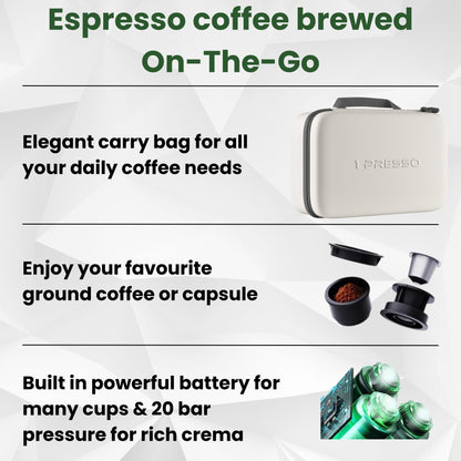 1Presso EZ portable coffee maker with carry bag — ideal for travel, hiking and camping UAE