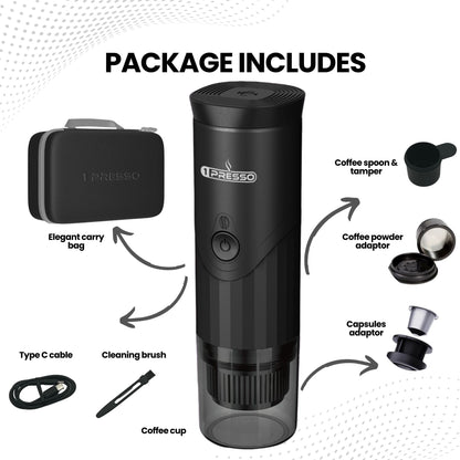 1presso pro portable coffee machine black color