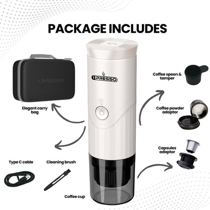 1Presso PRO Portable Automatic Espresso Coffee Maker - White