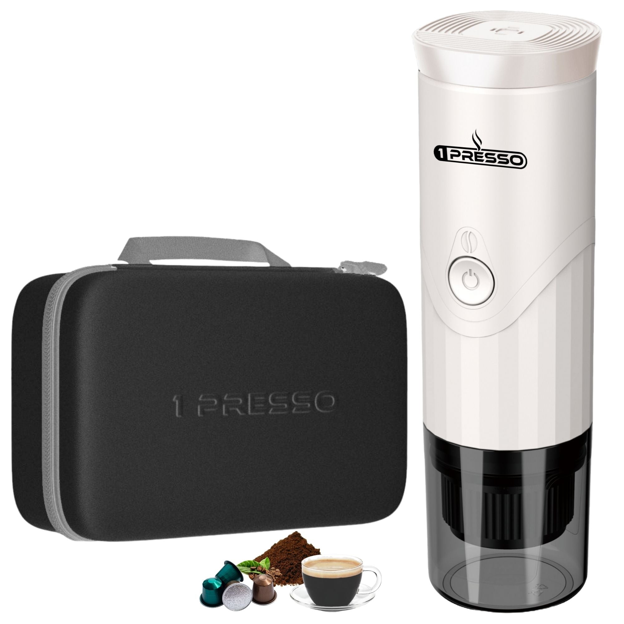 1presso pro automatic portable coffee machine white color