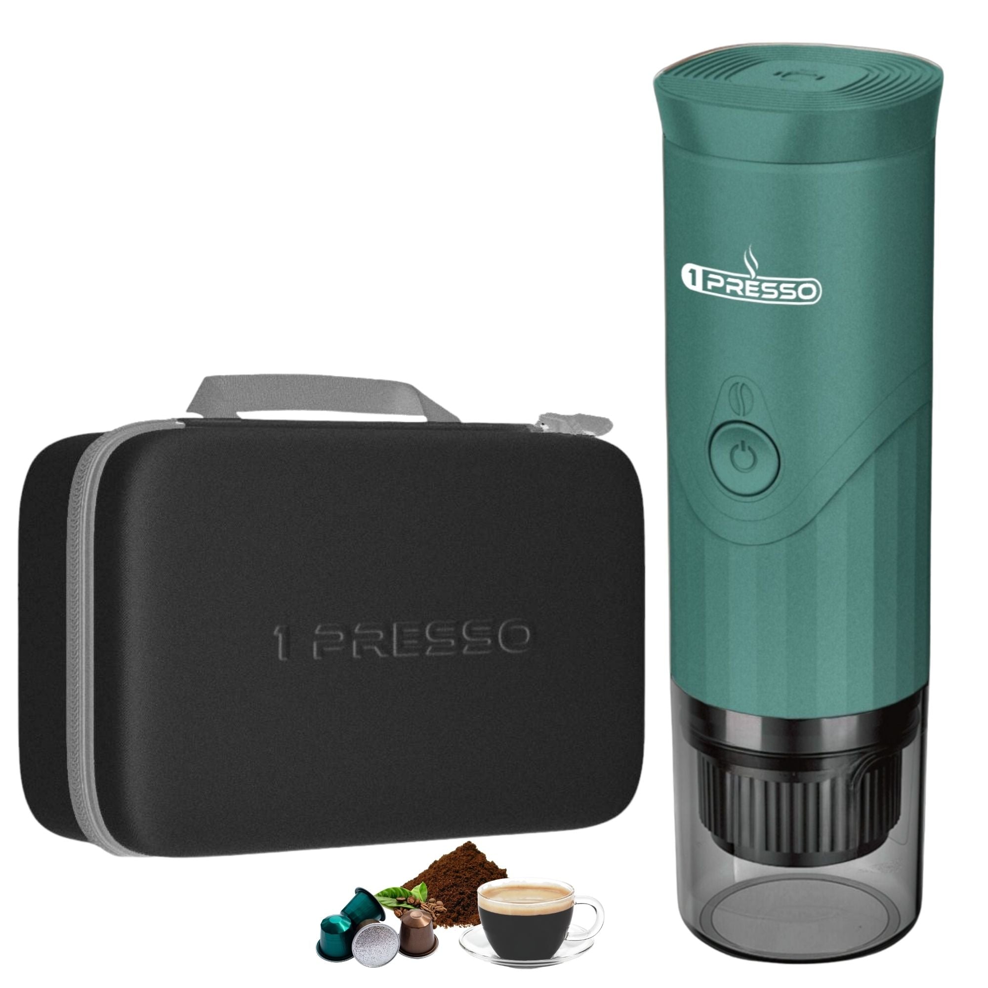 1presso pro portable coffee machine green color