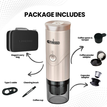 1Presso PRO Portable Automatic Espresso Coffee Machine - Gold Pink