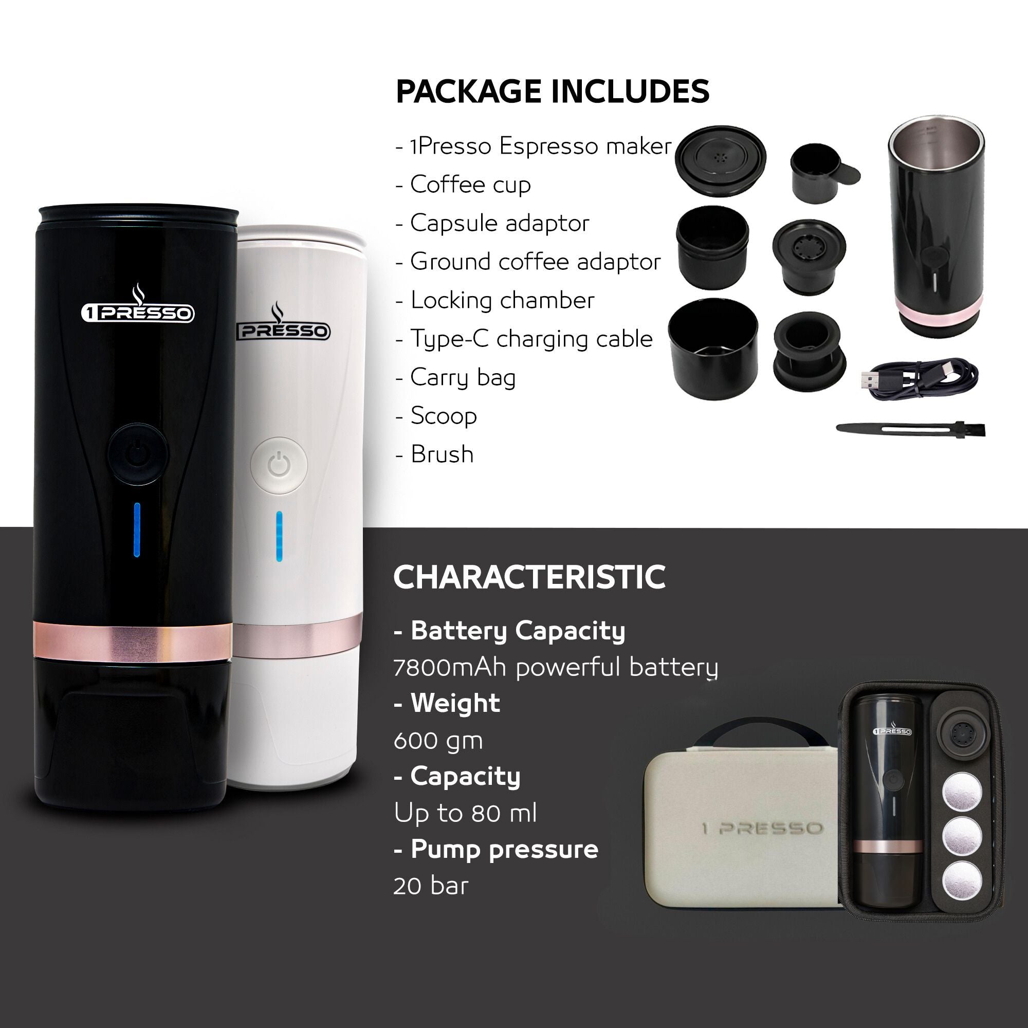 1Presso Portable Coffee machine-Black - 1Presso  528.00  1Presso